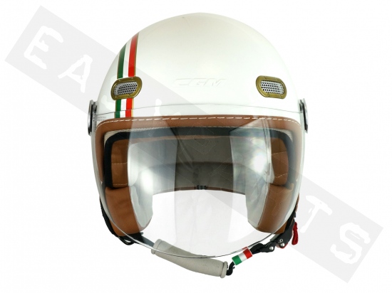 Helmet Demi Jet CGM 109I Globo Italia white/green/red (long visor)